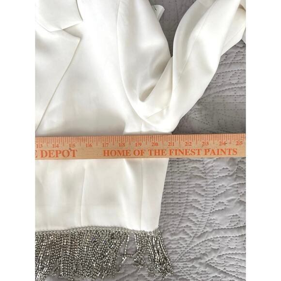 Gianni Bini Anya Rhinestone Fringe Jacket Skort Set 12 White Festival Concert - Picture 6 of 16